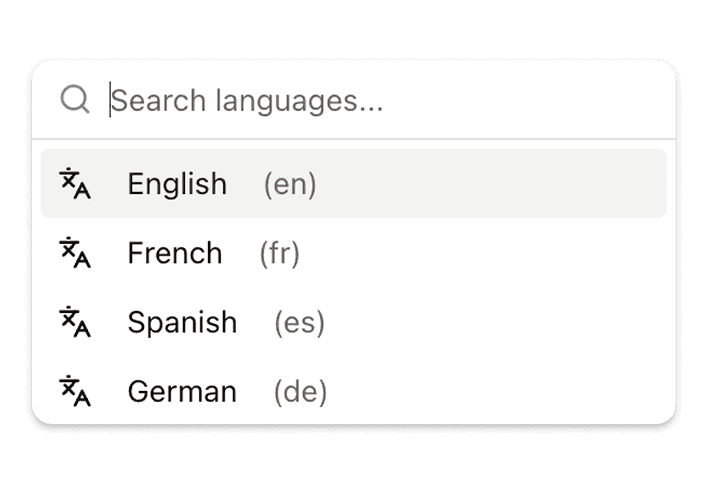 Sprachen & Märkte auswählen